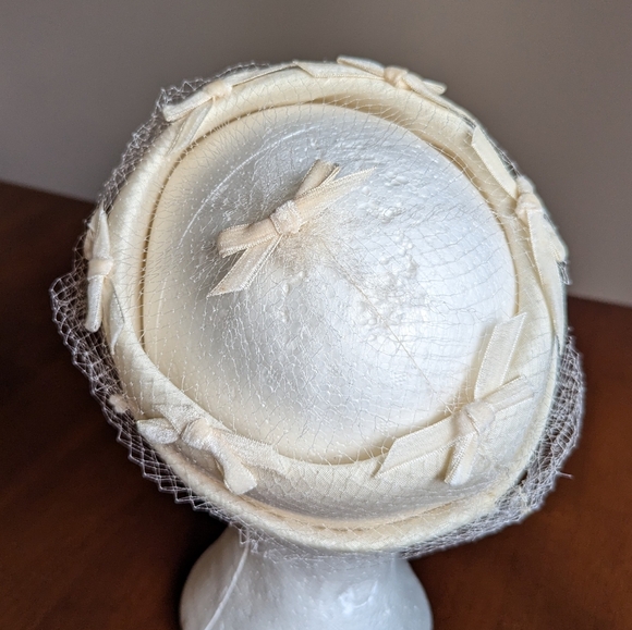 VINTAGE RING HAT 1950's 1960's fishnet bows - Picture 5 of 7